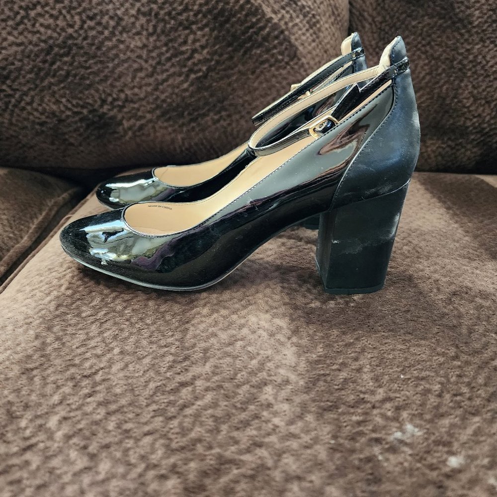 Black Patent Stacked Heels